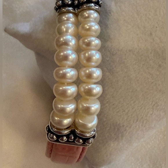 Honora Pink Leather & Pearl Bracelet – Genuine Leather, Silver Accents - EUC - Picture 13 of 13